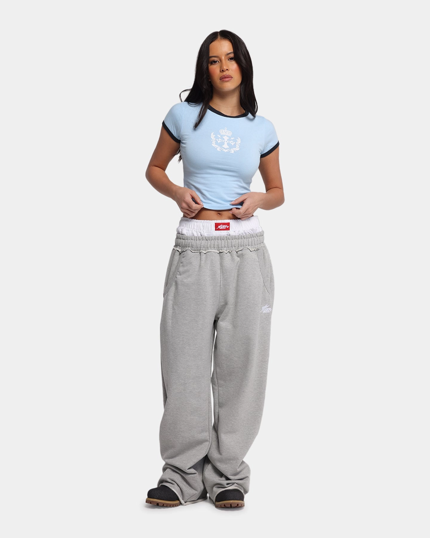 AntiPilling Technology Elasticized Waistband Loiter Women's Purity Baby T-Shirt Baby Blue