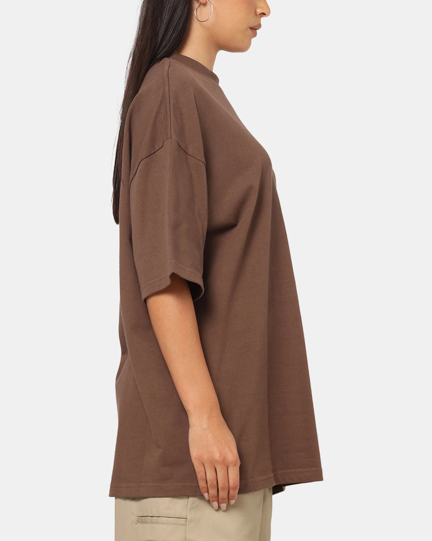 Contrast Stitching American Thrift Everyday Oversized T-Shirt Brown