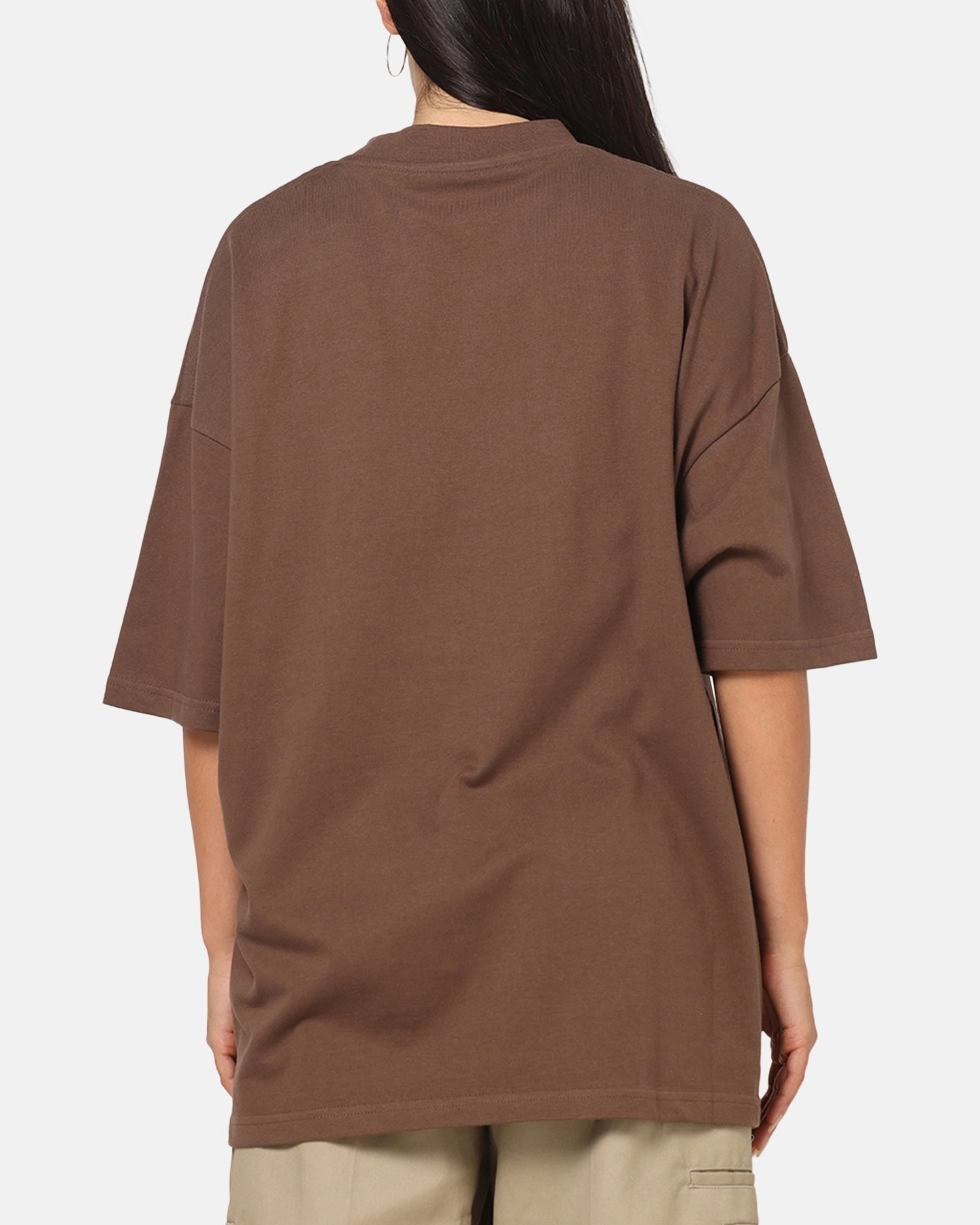 American Thrift Everyday Oversized T-Shirt Brown Button Down Collar Style Weighted Hem