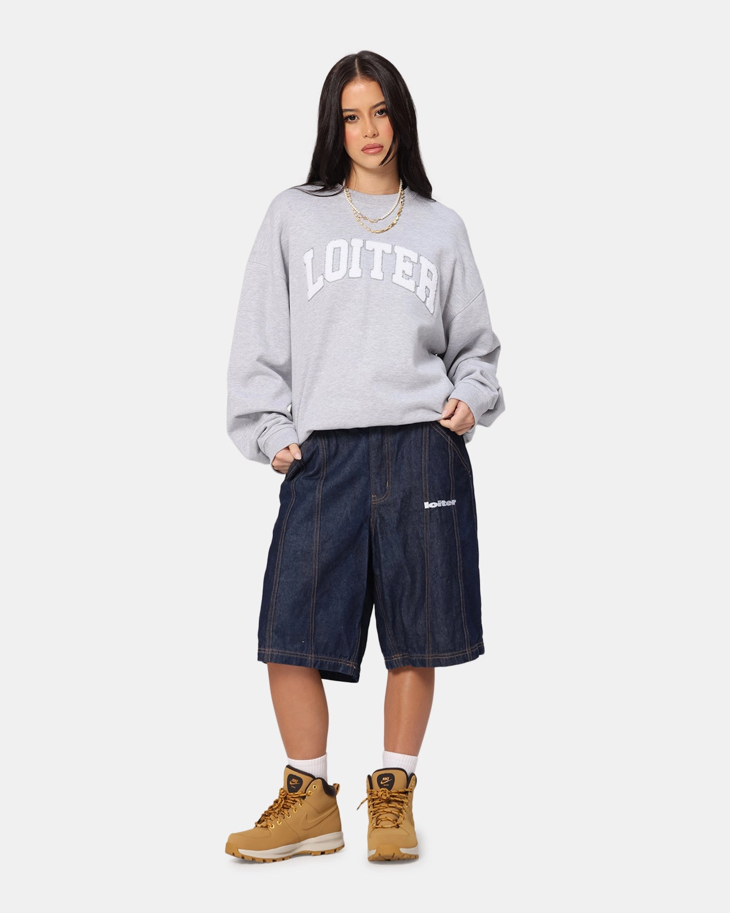 Loiter Arch Premium Crewneck Grey Non Restrictive Cut HiddenVentilationPockets