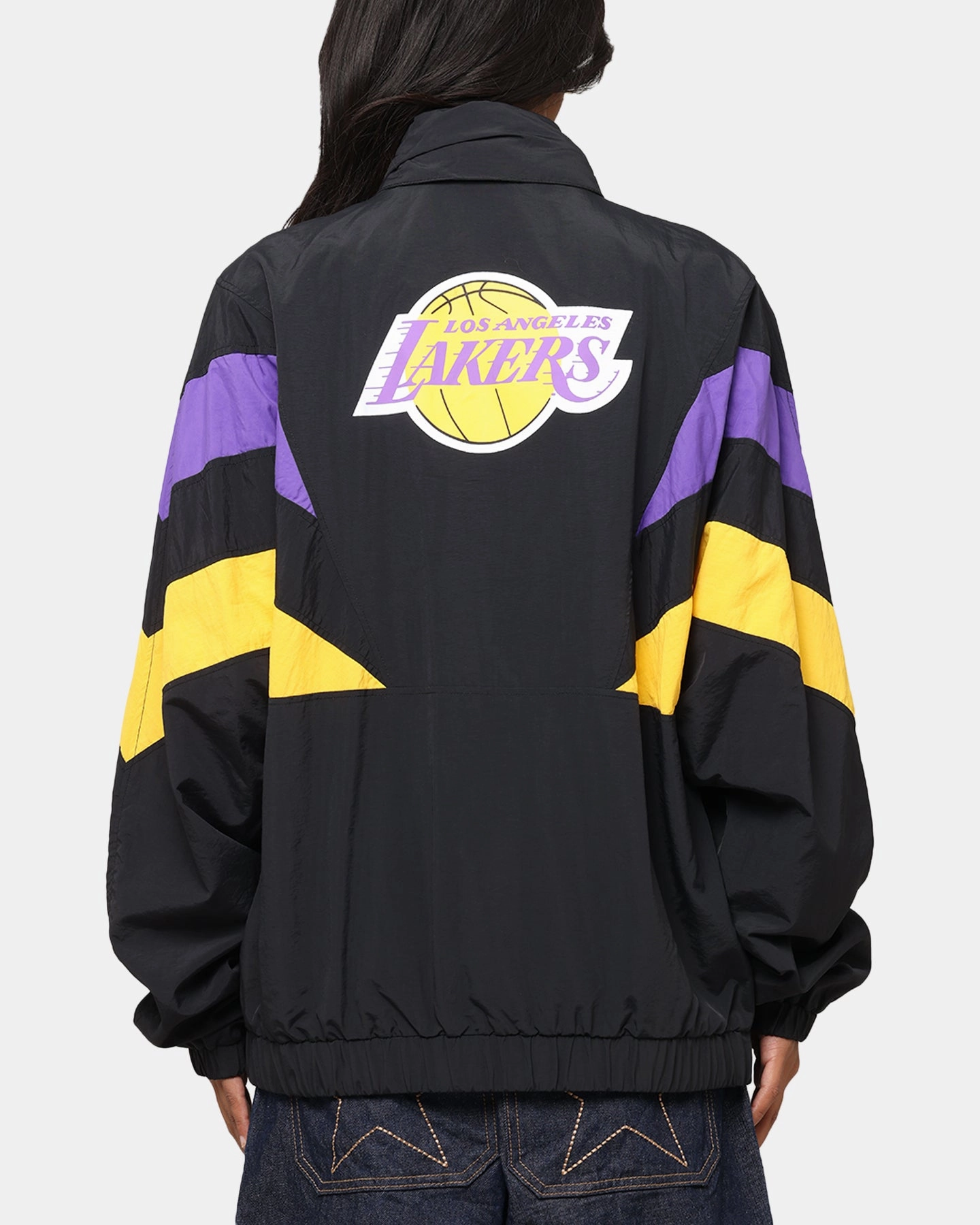 Mitchell & Ness Los Angeles Lakers Spray Jacket Black/Purple/Yellow Simple Shirt HeatPressedLogos