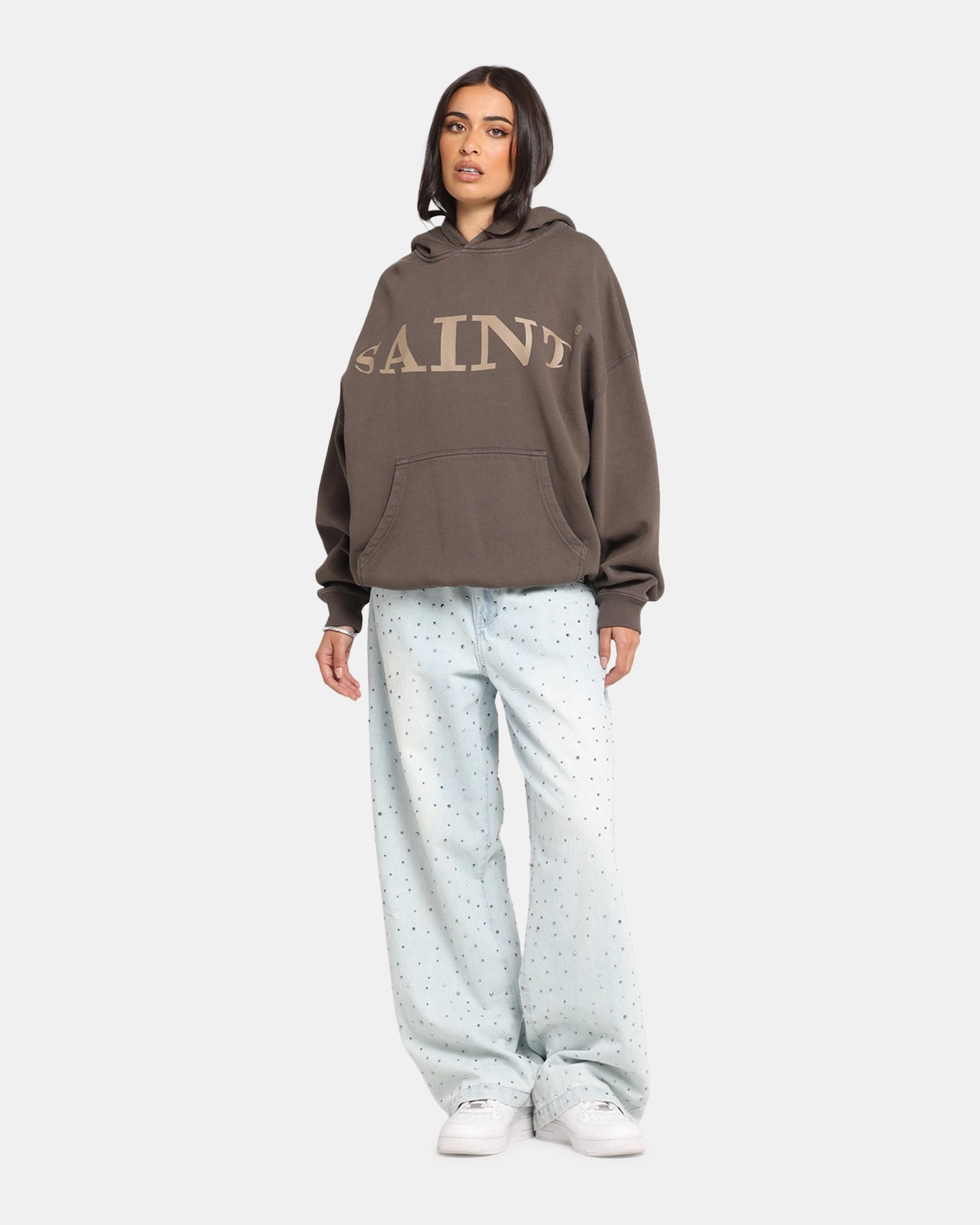 Chic Look Saint Morta Vision Boxy Hoodie Brown