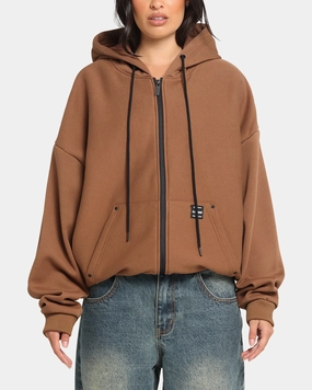 Carre Weatherwear Hoodie Brown Drop Shoulder Cut Brushed Inner Layer