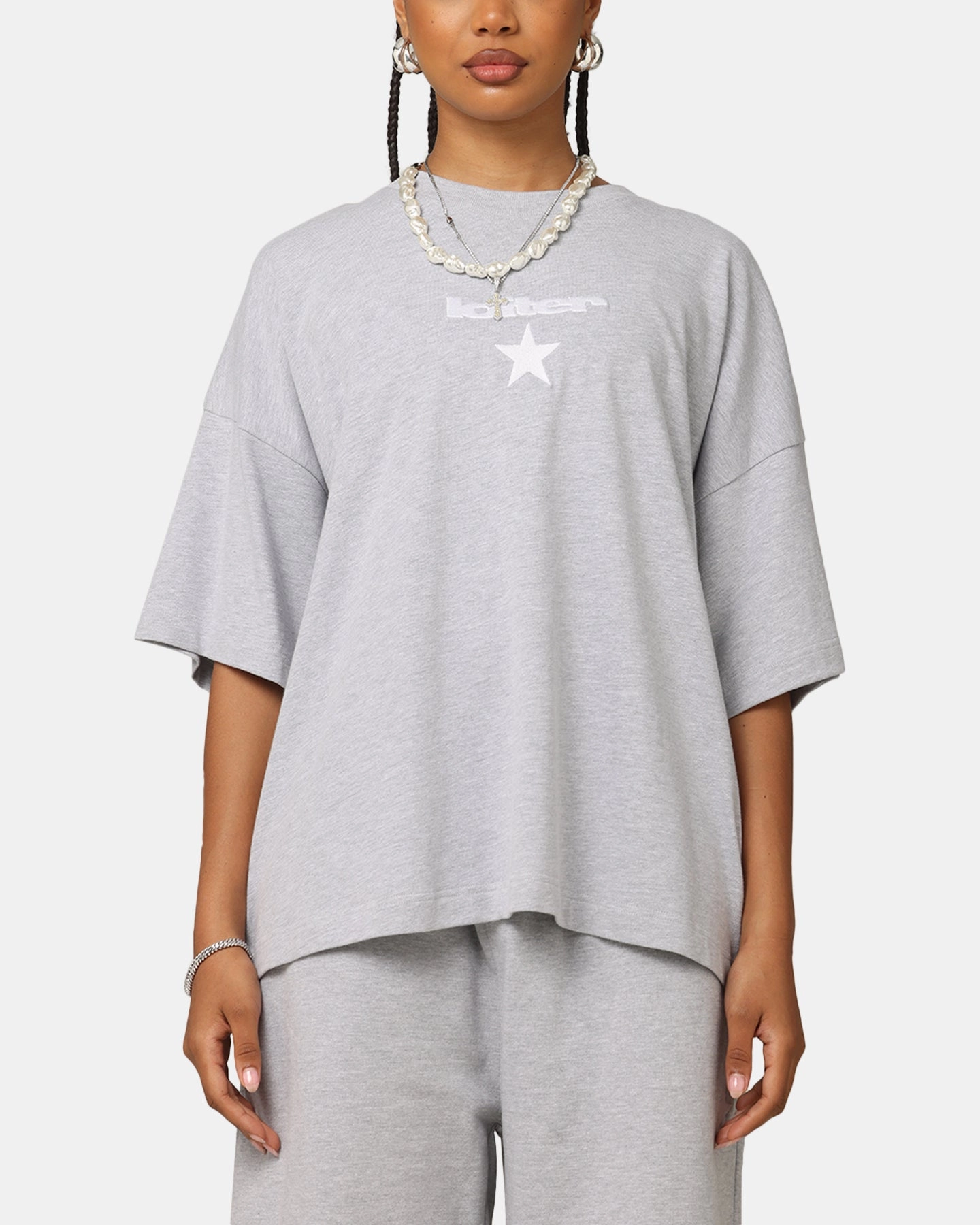 Loiter Premium Essentials Boxy T-Shirt Grey Marle Simple Shirt
