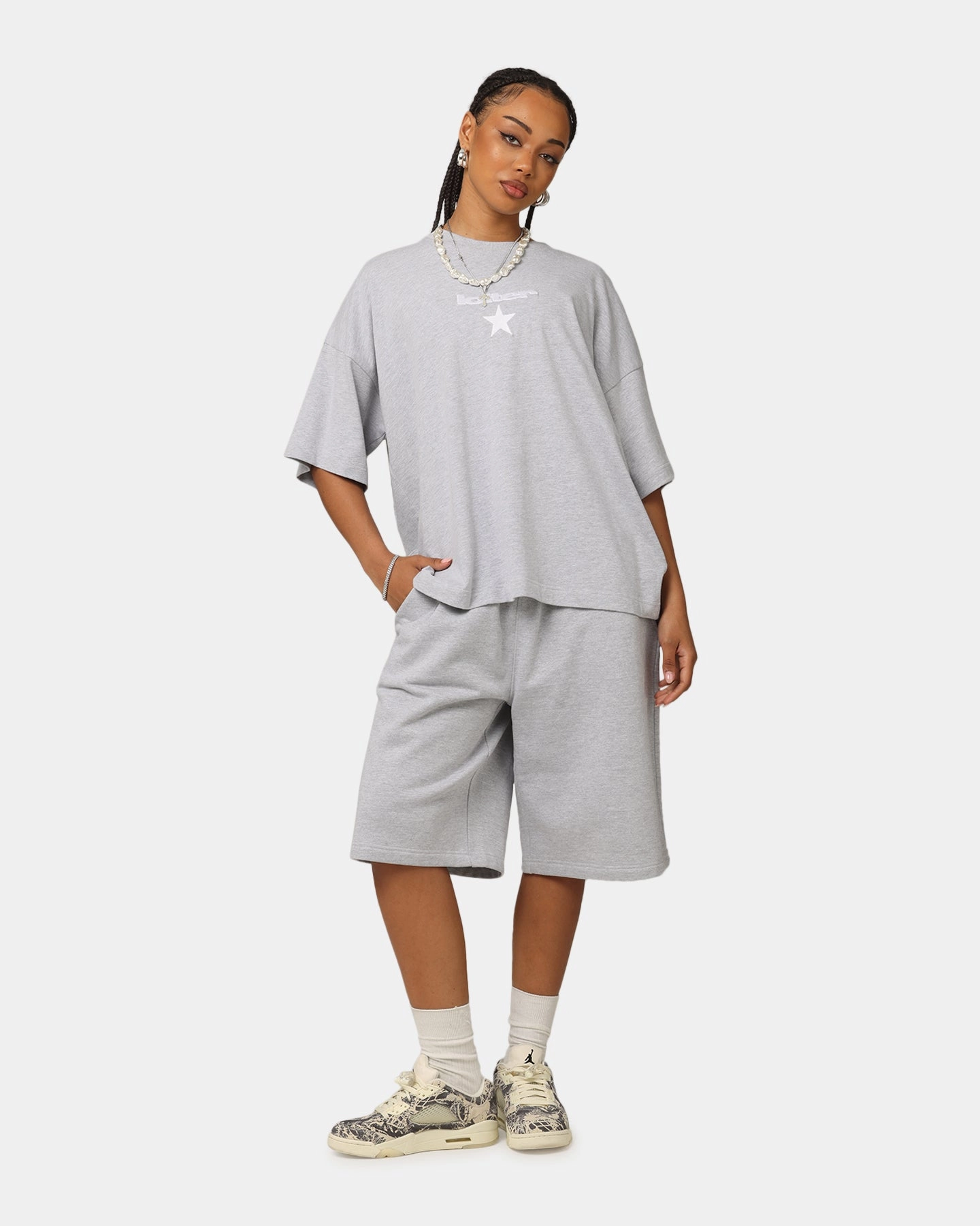 Loiter Premium Essentials Boxy T-Shirt Grey Marle Minimalist Collar AntiPillTreatment