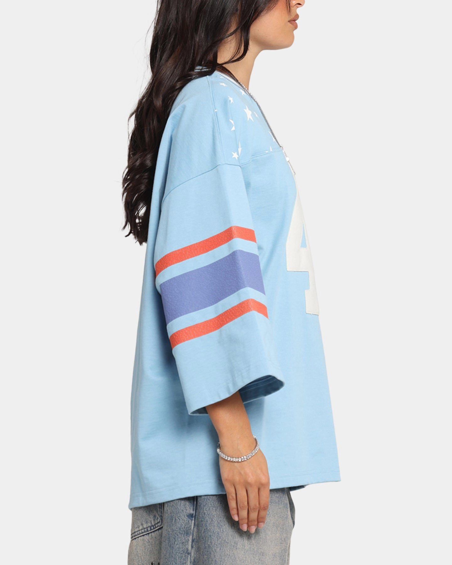 DualLayer Weave RibbedTrims Champion 60's Football T-Shirt Pale Blue