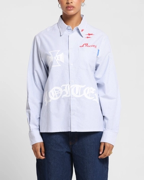 Loiter Chopper Long Sleeve Shirt Blue/White Non Restrictive Cut NonChafeCollarTech