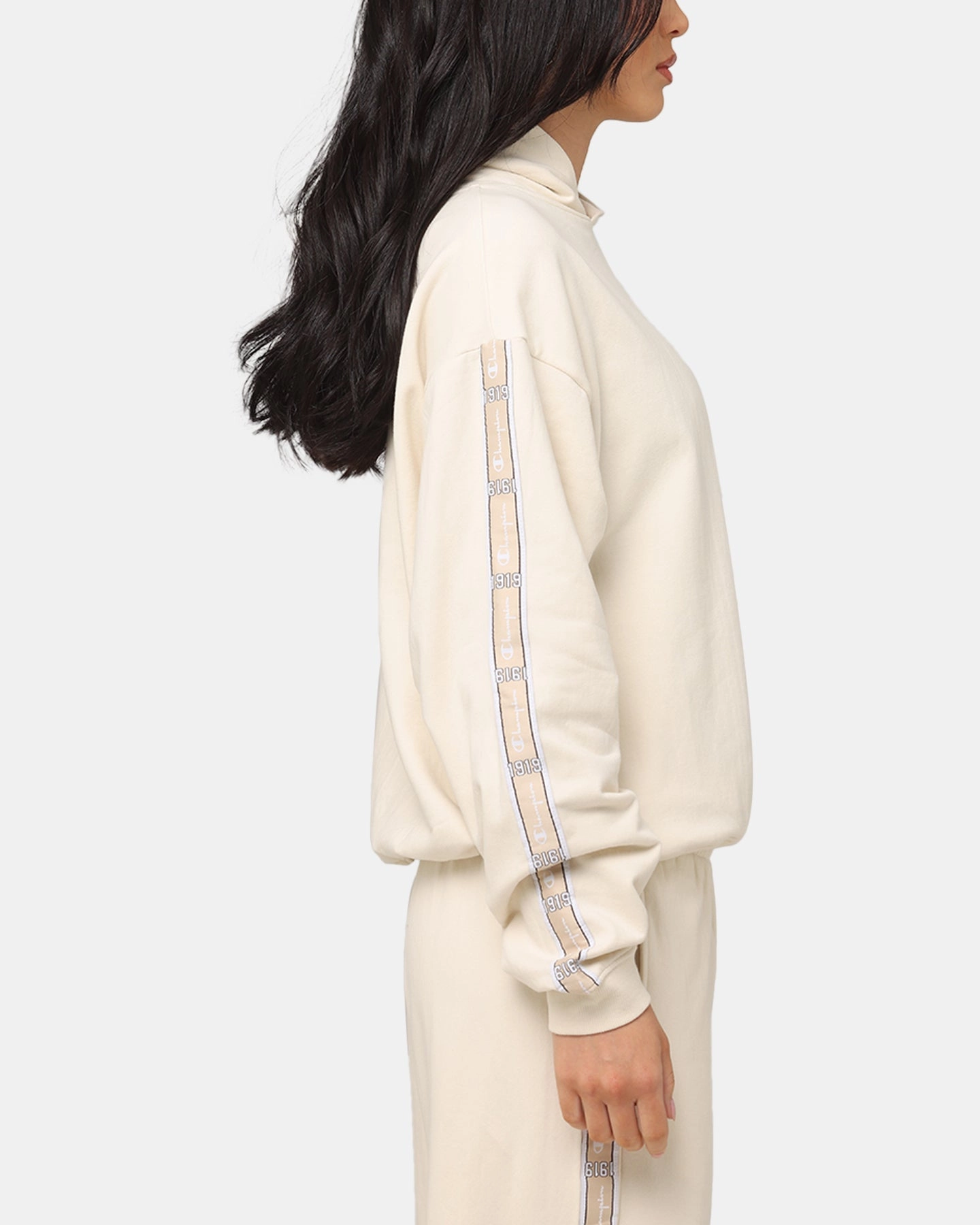 Active Look Champion Women's Lux Taping Hoodie Natural