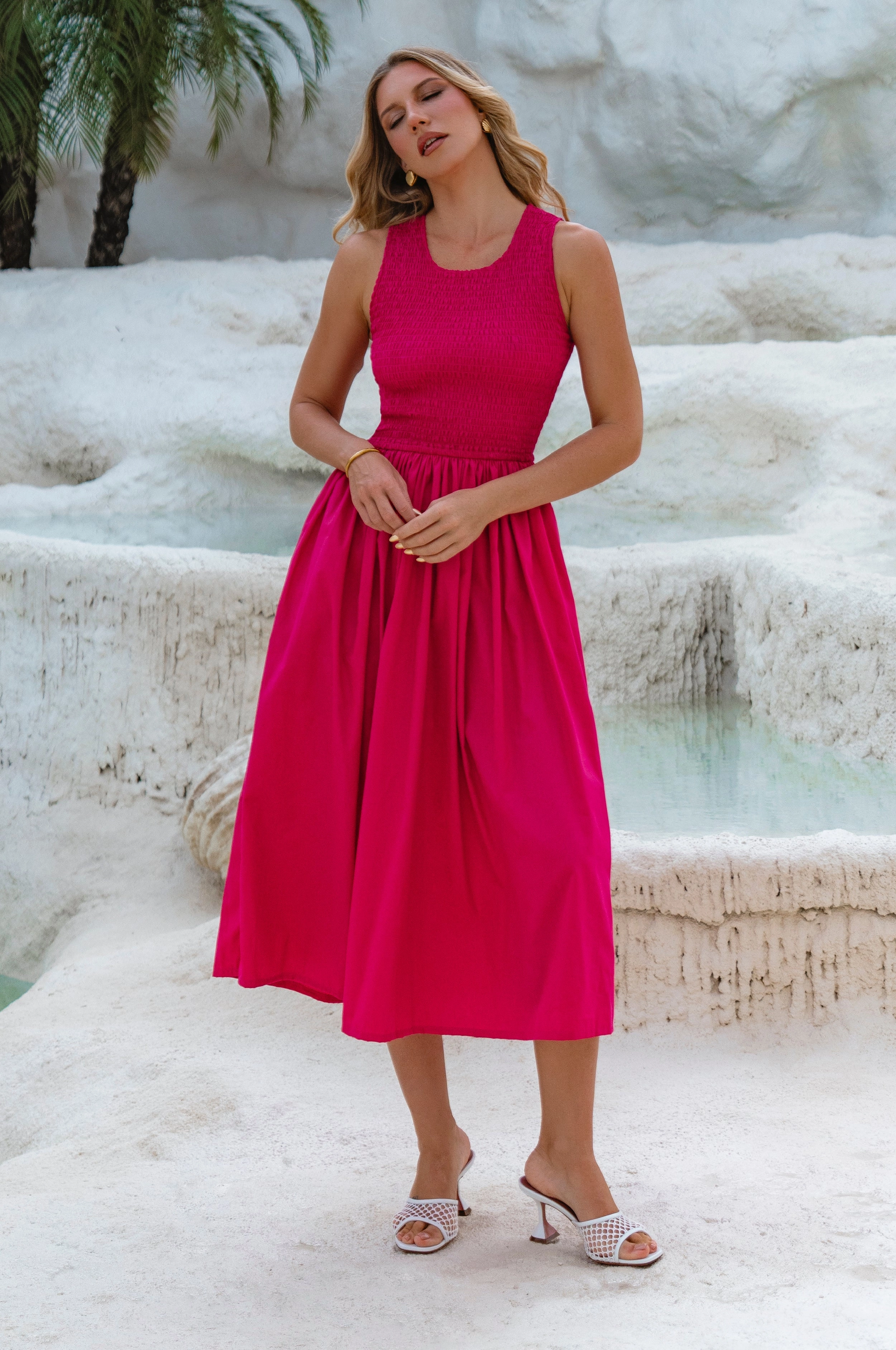 All Inclusive Lucciola Smocked Cotton Midi Dress