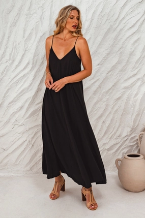 Urban Ready High Hemline Silky Wind Strappy Maxi Dress