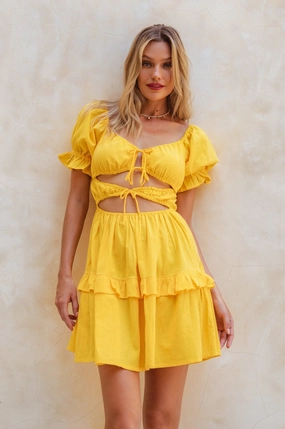 Morning Glow Chantelle Ruffled Linen Mini Dress (Sale)