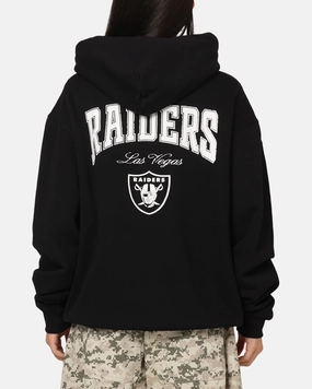 GarmentWashed Texture All Over Print Technique Majestic Athletic Las Vegas Raiders Champs Serial Mono Hoodie Black