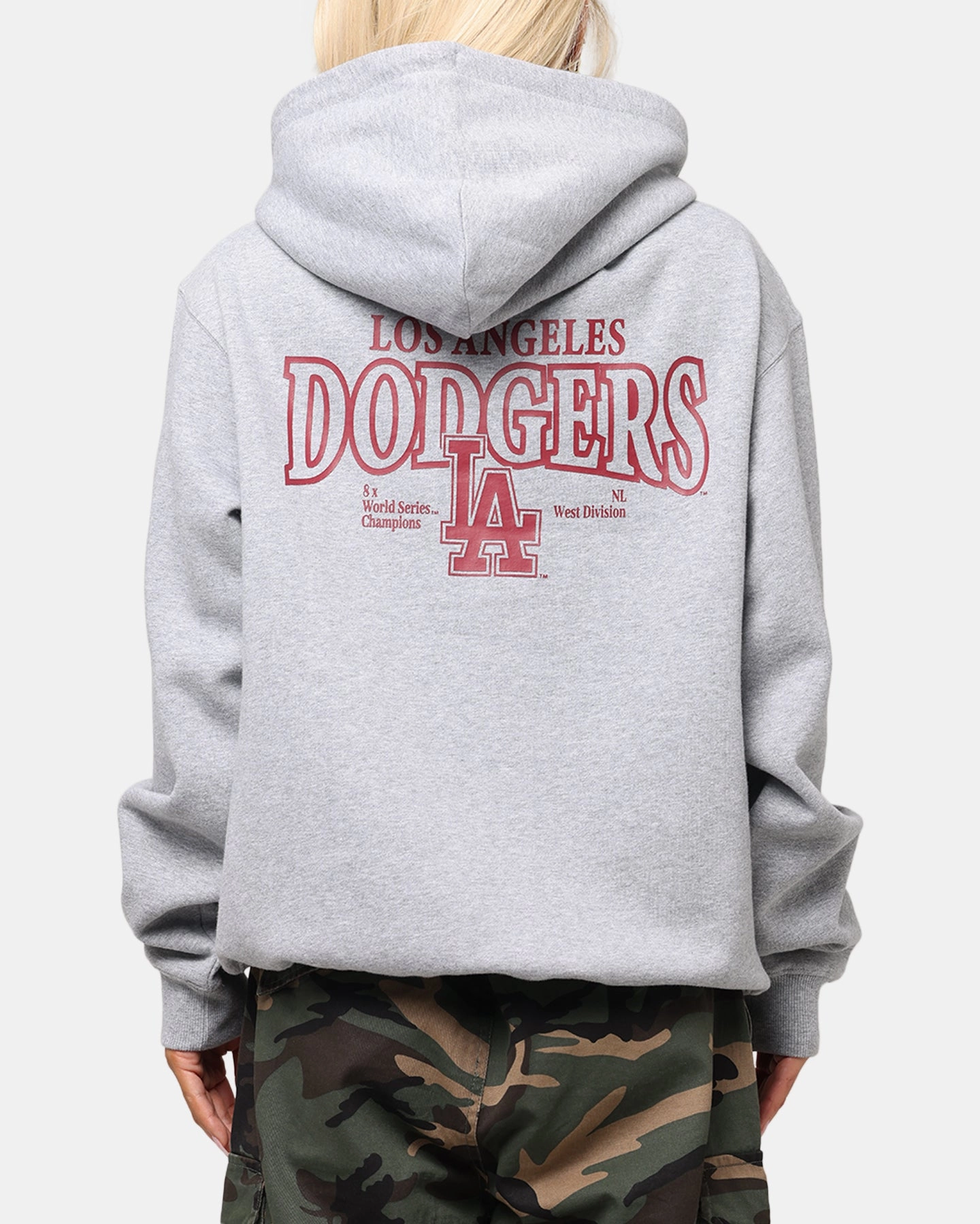 Majestic Athletic Los Angeles Dodgers Arch Mercer Hoodie Grey Marle Reinforced Hem Stitching