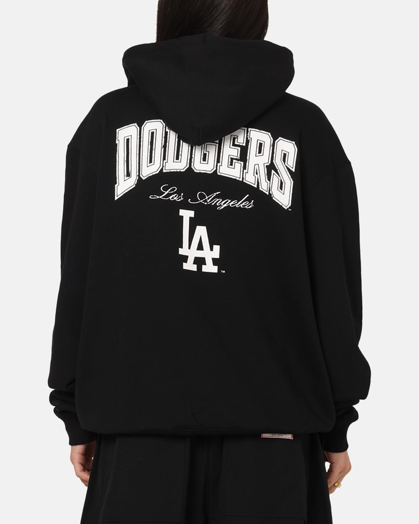 Majestic Athletic Los Angeles Dodgers Champs Serial Mono Hoodie Black ZeroWaste Pattern AntiPilling Surface