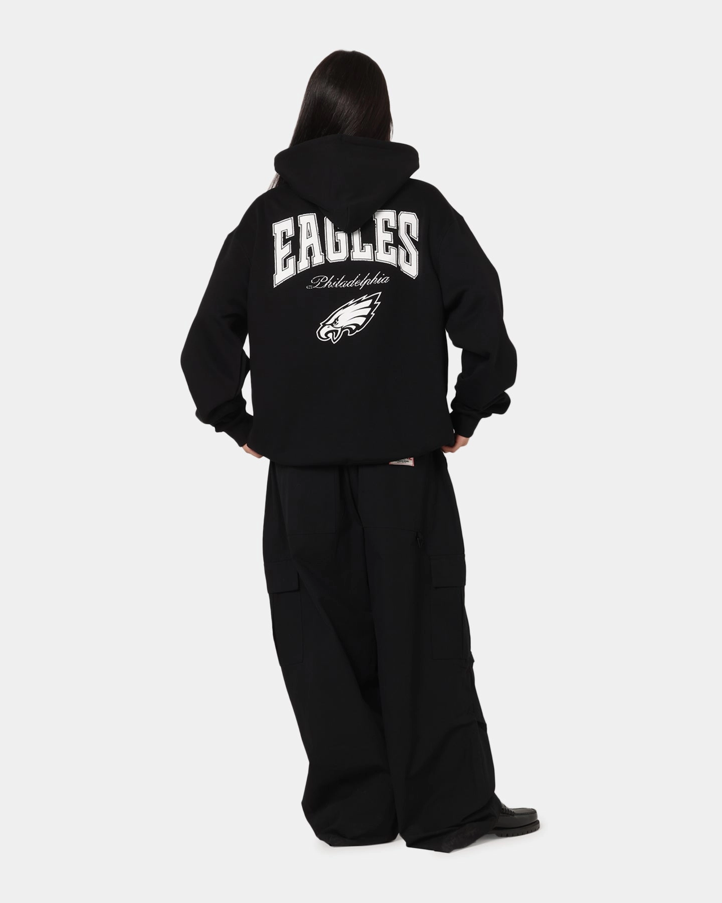 Tubular Body Construction UVProtection Coating Majestic Athletic Philadelphia Eagles Champs Serial Mono Hoodie Black