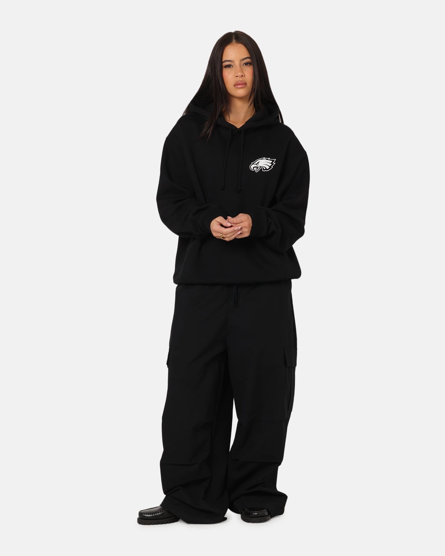 Majestic Athletic Philadelphia Eagles Champs Serial Mono Hoodie Black High Durability Material