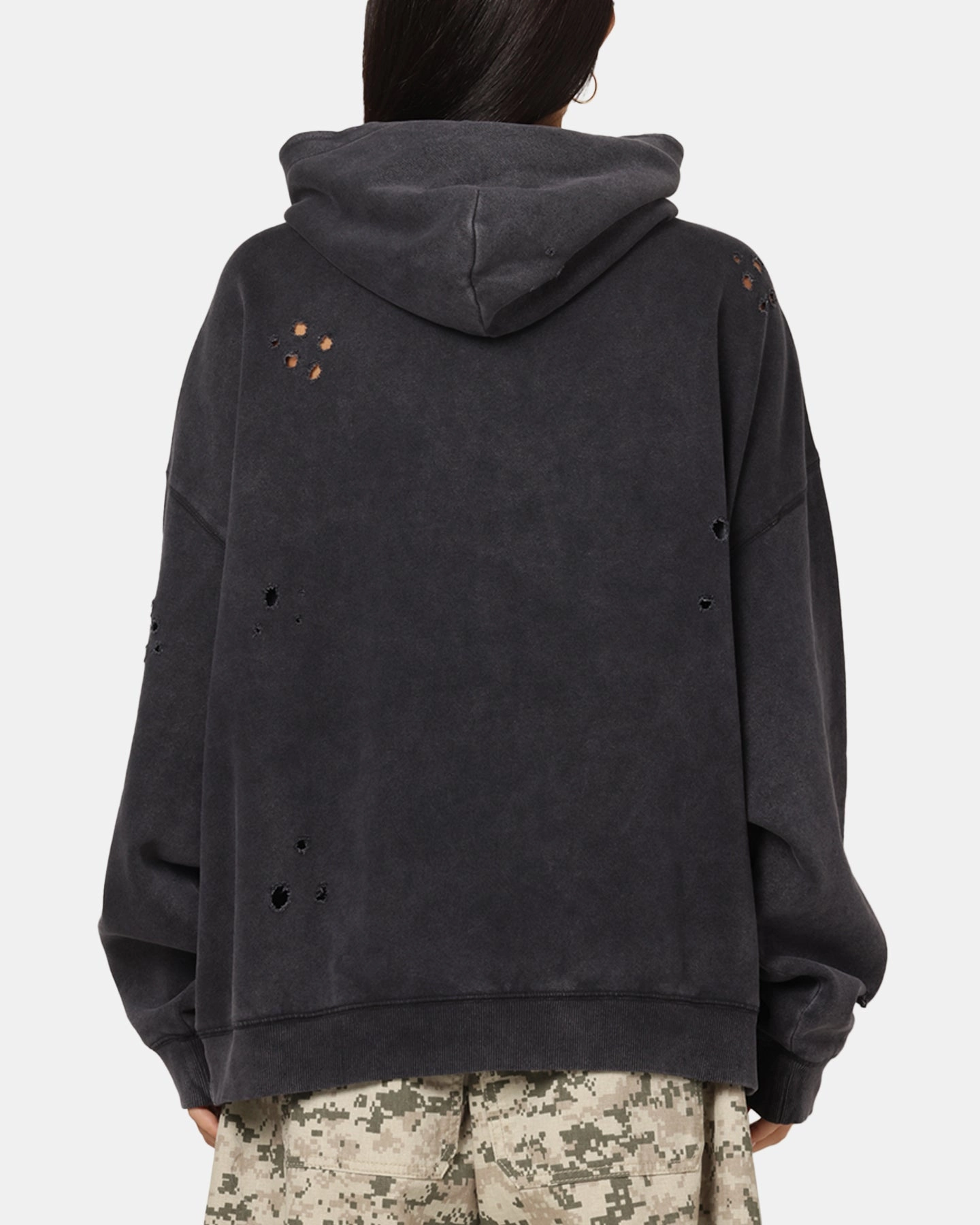 Mitchell & Ness Las Vegas Raiders Distressed Rhinestone Logo Hoodie Faded Black Simple Dress HoodedVersion