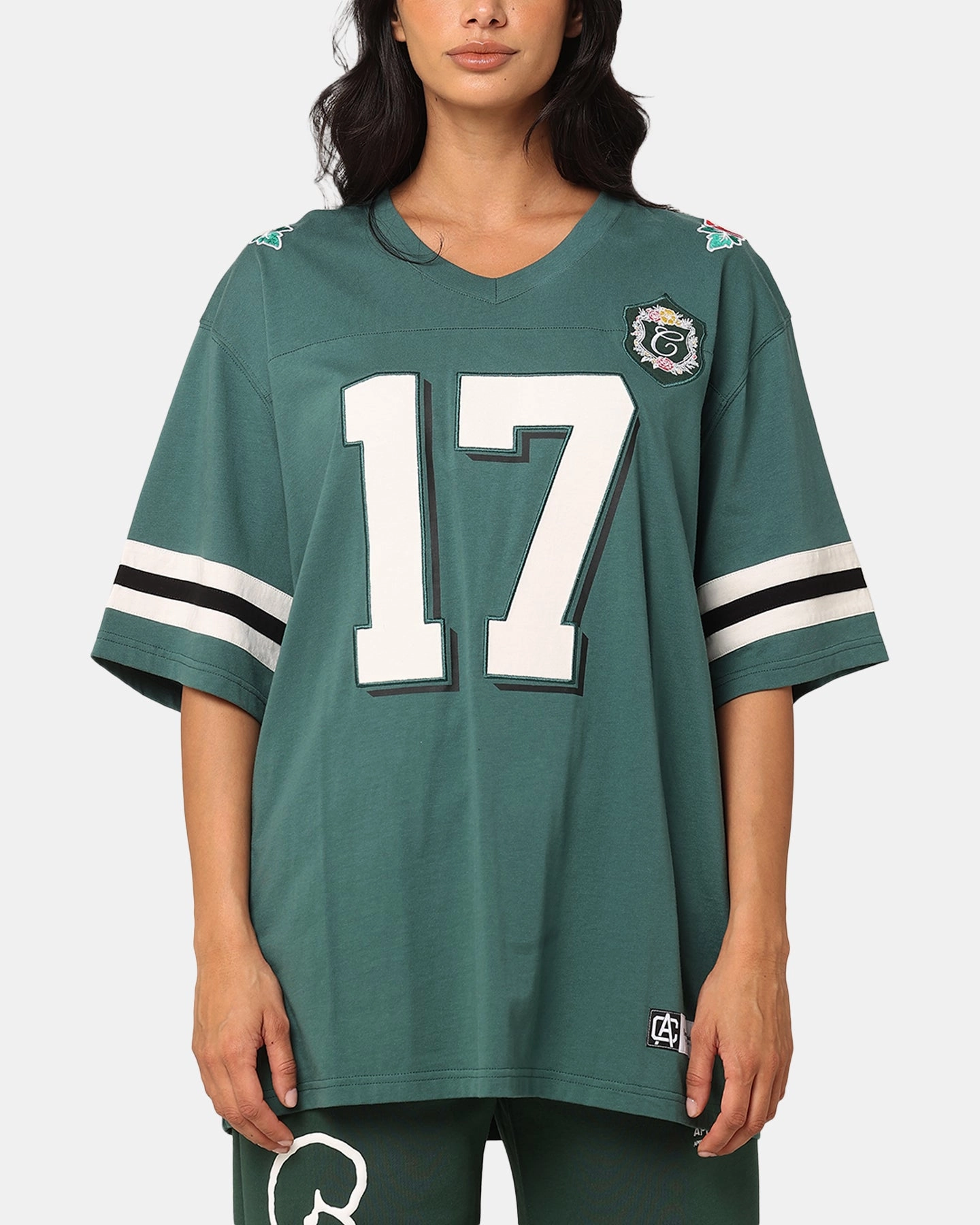 Hidden Storage Pockets Carre Rose Bowl Football T-Shirt Green