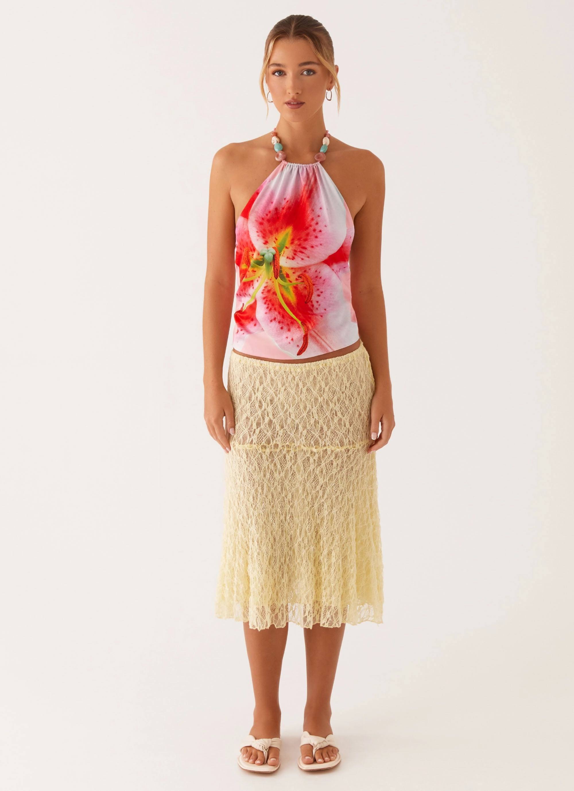 PreShrunkFabric Dalila Beaded Tie Back Top - Pink Lily