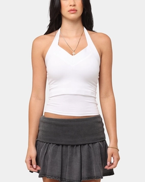 XXIII Women's Rib Halter Top White MultiPocketDesign Temperature Control Fabric