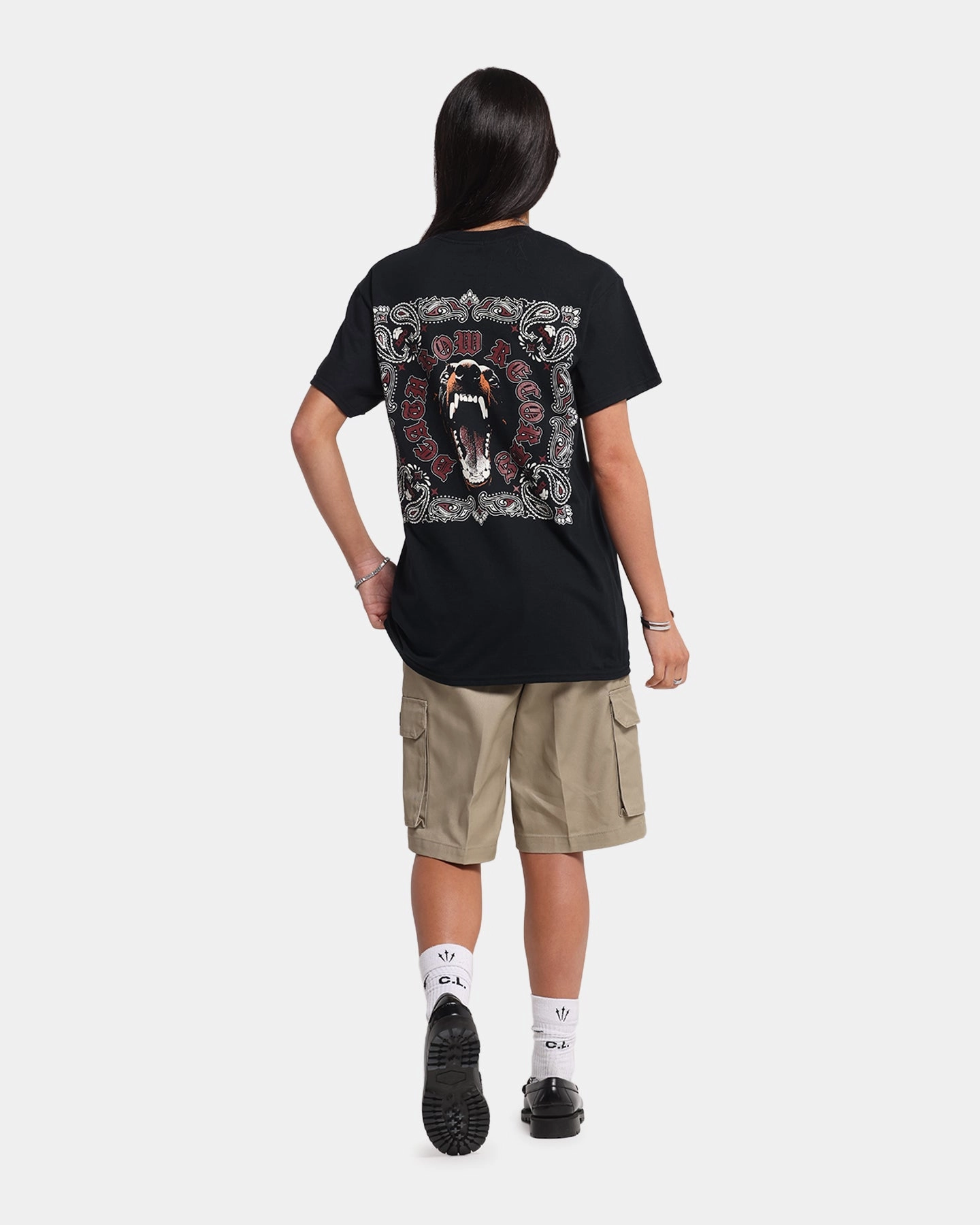 Deathrow Records Doberman Bandana T-Shirt Black Garment Washed Softness
