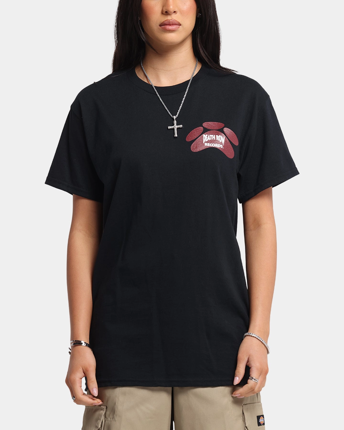 Tactile Soft Texture Odor Resistant Finish Deathrow Records Doberman Bandana T-Shirt Black