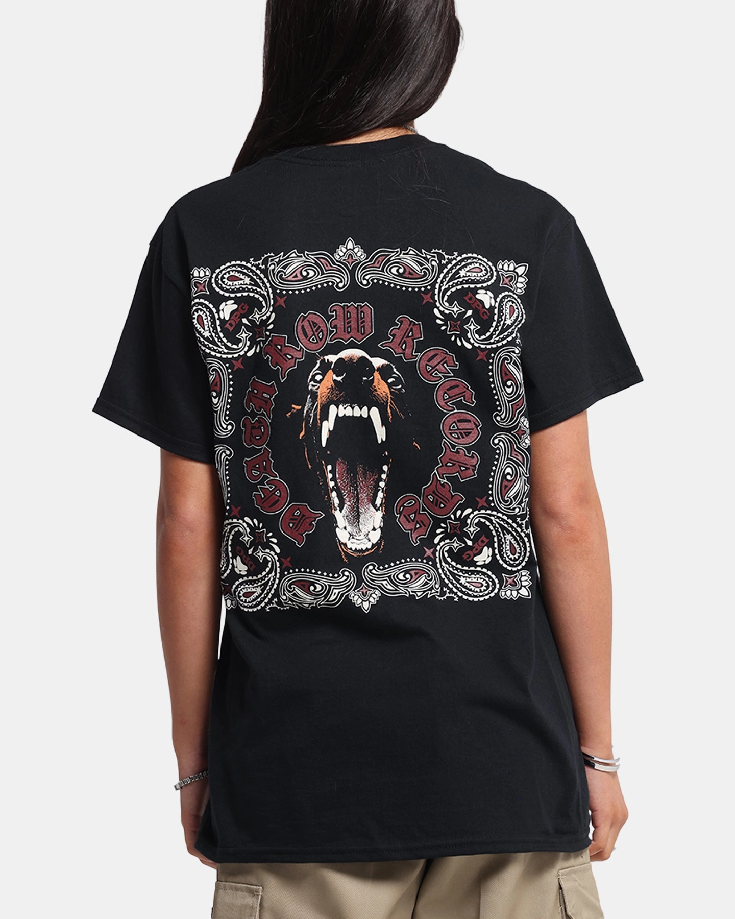 Odor Neutralizing Technology Chic Sweater Deathrow Records Doberman Bandana T-Shirt Black