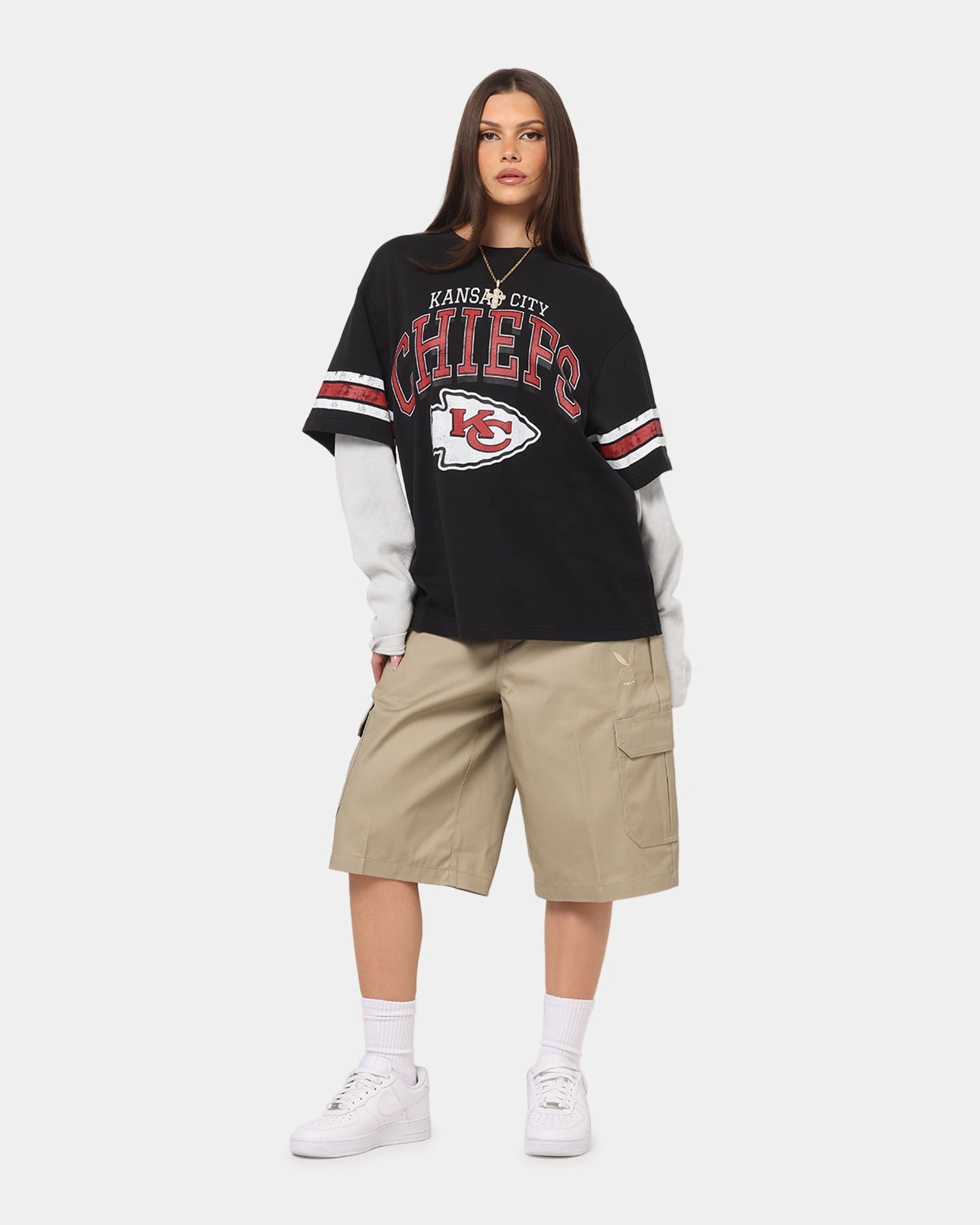 Full Coverage Fit Quick Dry Tech Mitchell & Ness Kansas City Chiefs Waffle Mock Layer Long Sleeve T-Shirt Black