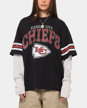 Compact Thermal Insulation Mitchell & Ness Kansas City Chiefs Waffle Mock Layer Long Sleeve T-Shirt Black