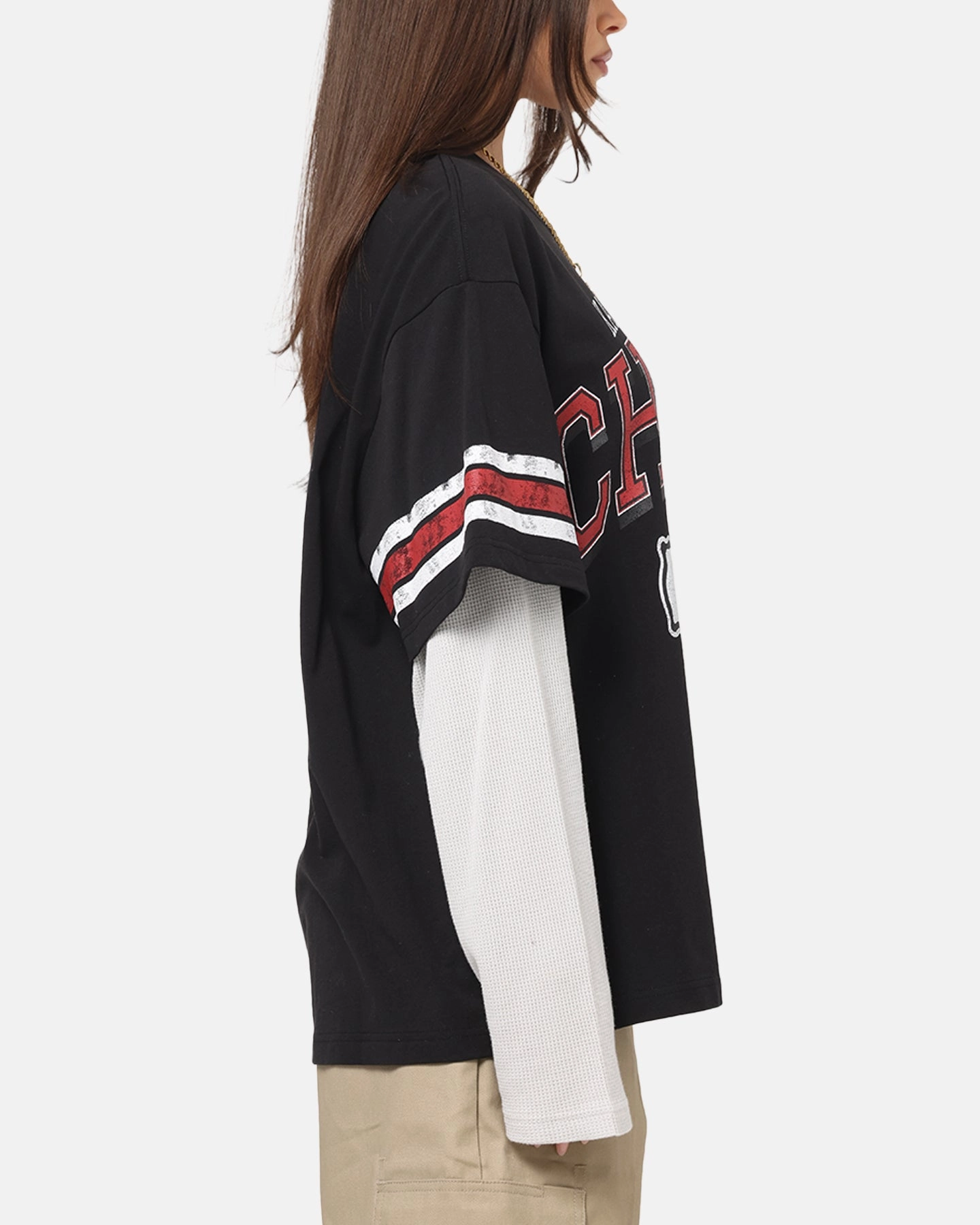 Formal Tank Mitchell & Ness Kansas City Chiefs Waffle Mock Layer Long Sleeve T-Shirt Black