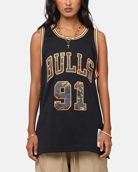 Outdoor Apparel UV Protection Enhanced Mitchell & Ness Chicago Bulls Dennis Rodman 'Wilderness' 98 Swing Jersey Black