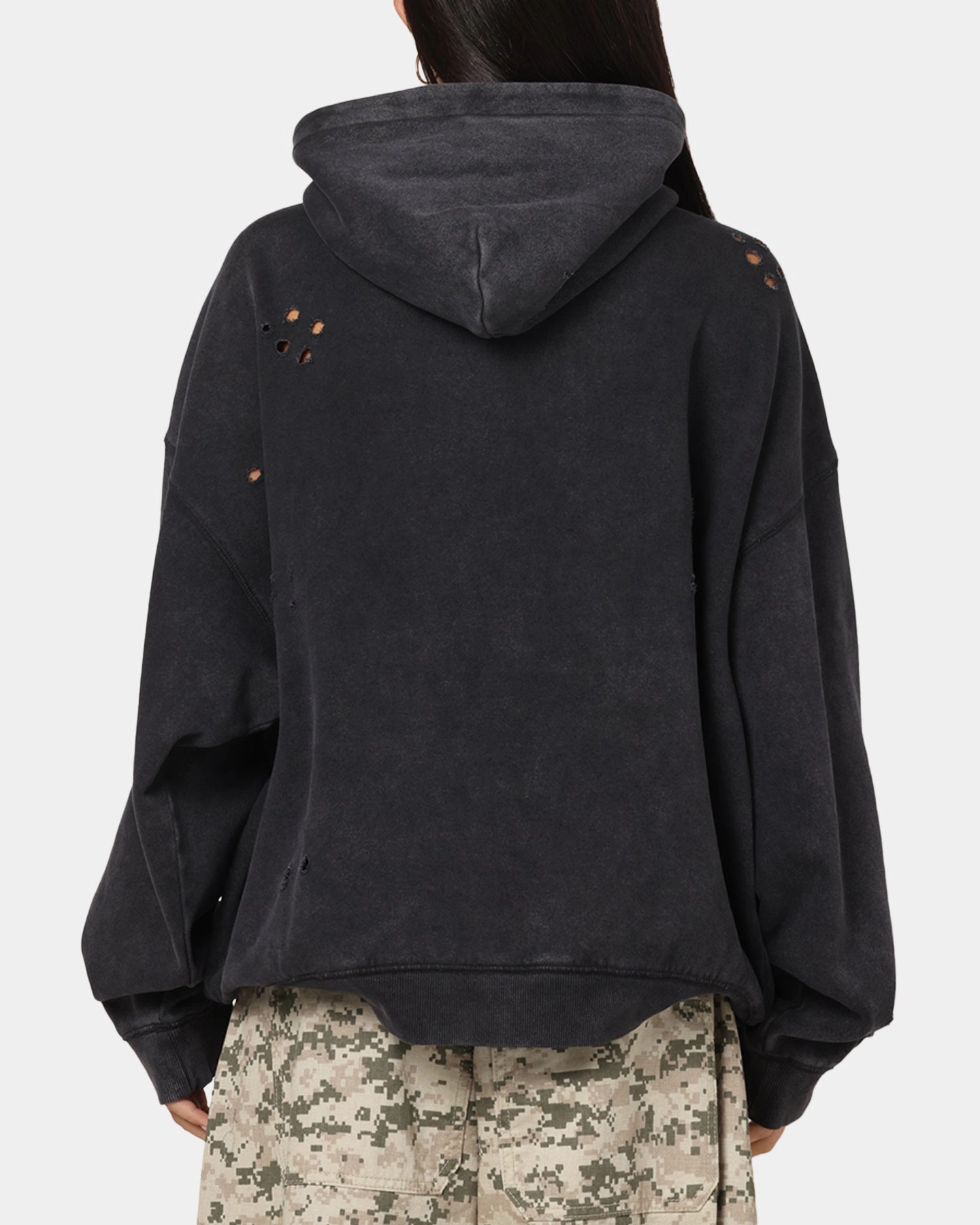 Mitchell & Ness Chicago Bulls Distressed Rhinestone Logo Hoodie Faded Black Warm Layer