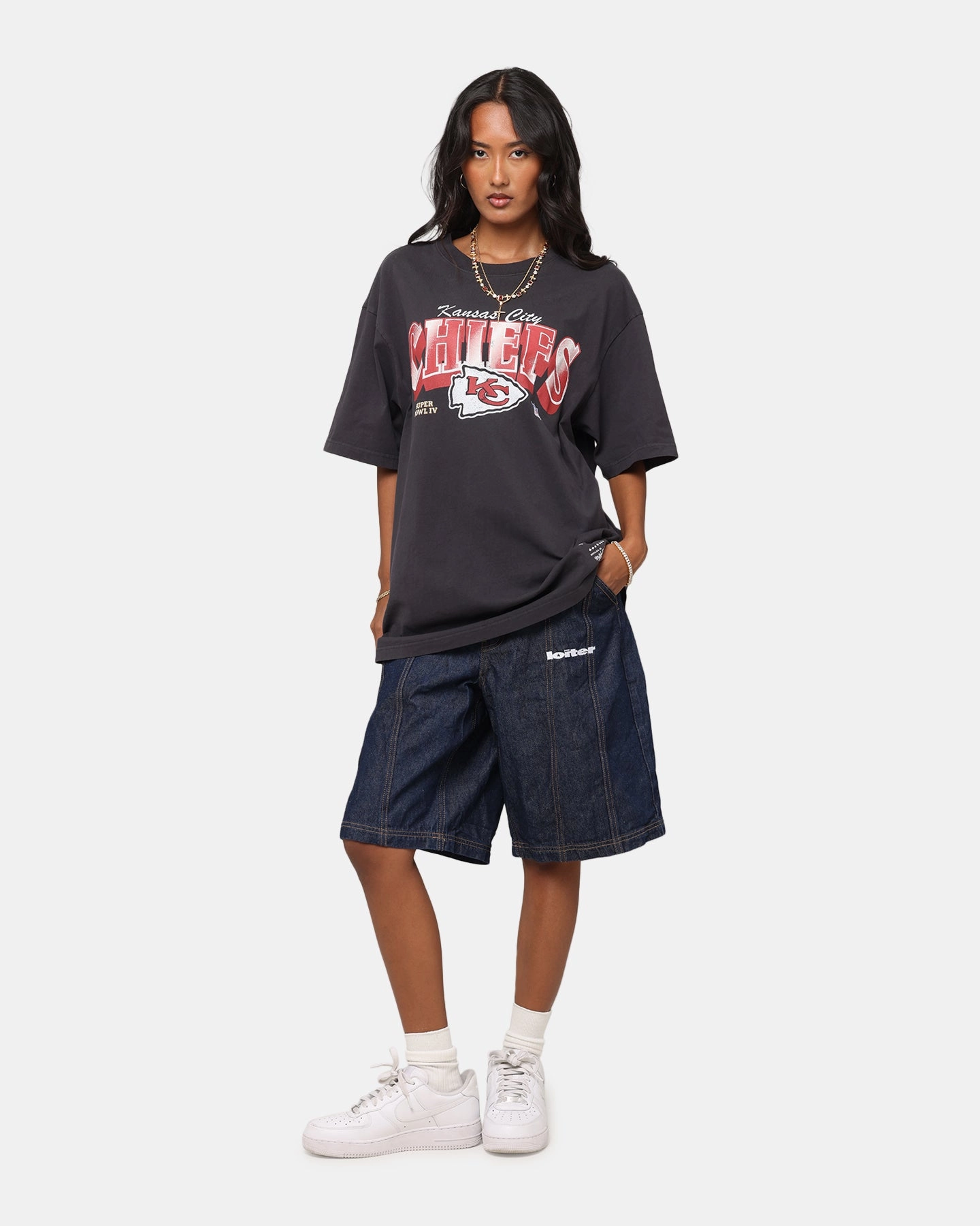 Mitchell & Ness Kansas City Chiefs Arch T-Shirt Faded Black UV protection coating Casual Fit