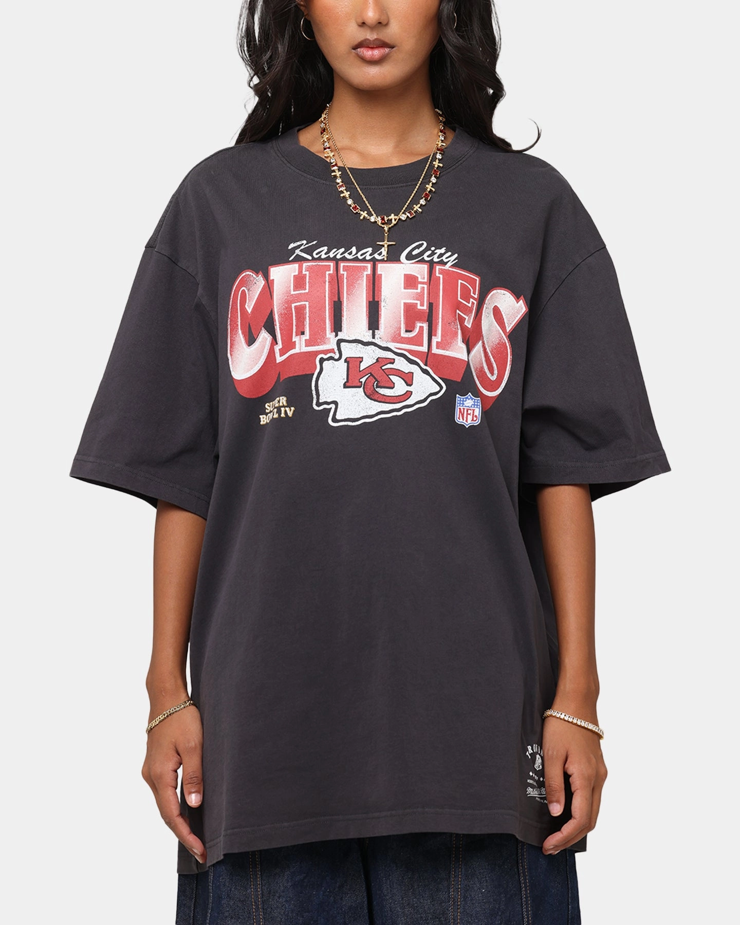Mitchell & Ness Kansas City Chiefs Arch T-Shirt Faded Black Temperature Regulating Fabric