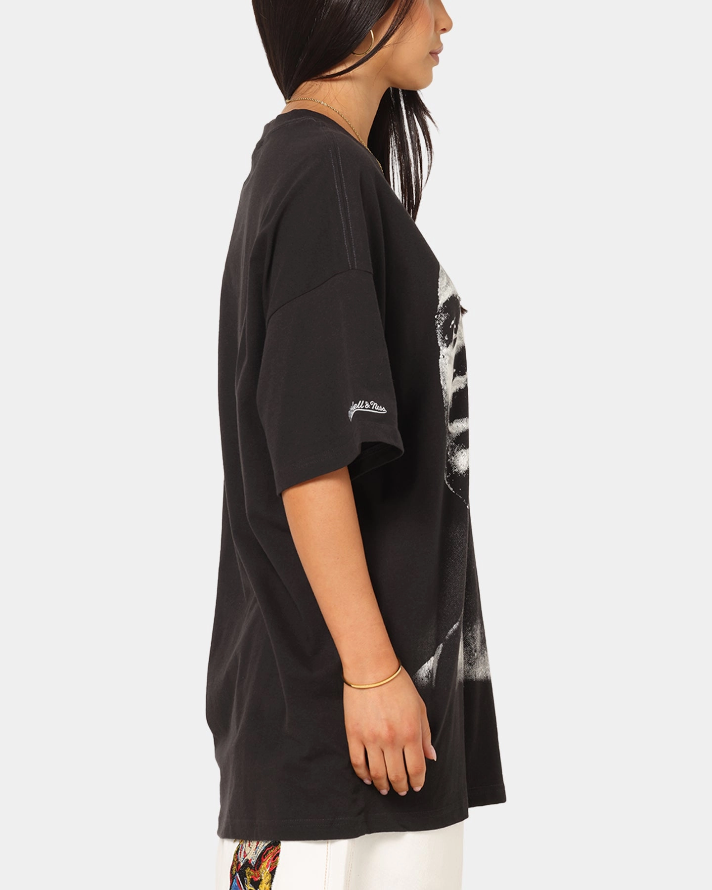 Microfiber Material Hybrid Fabric Blend Mitchell & Ness Los Angeles Lakers Shaquille O'Neal Big Head T-Shirt Faded Black