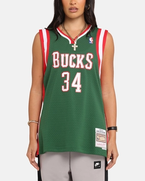 Anti Fade Technology Mitchell & Ness Milwaukee Bucks Giannis Antetokounmpo Swing Jersey Dark Green