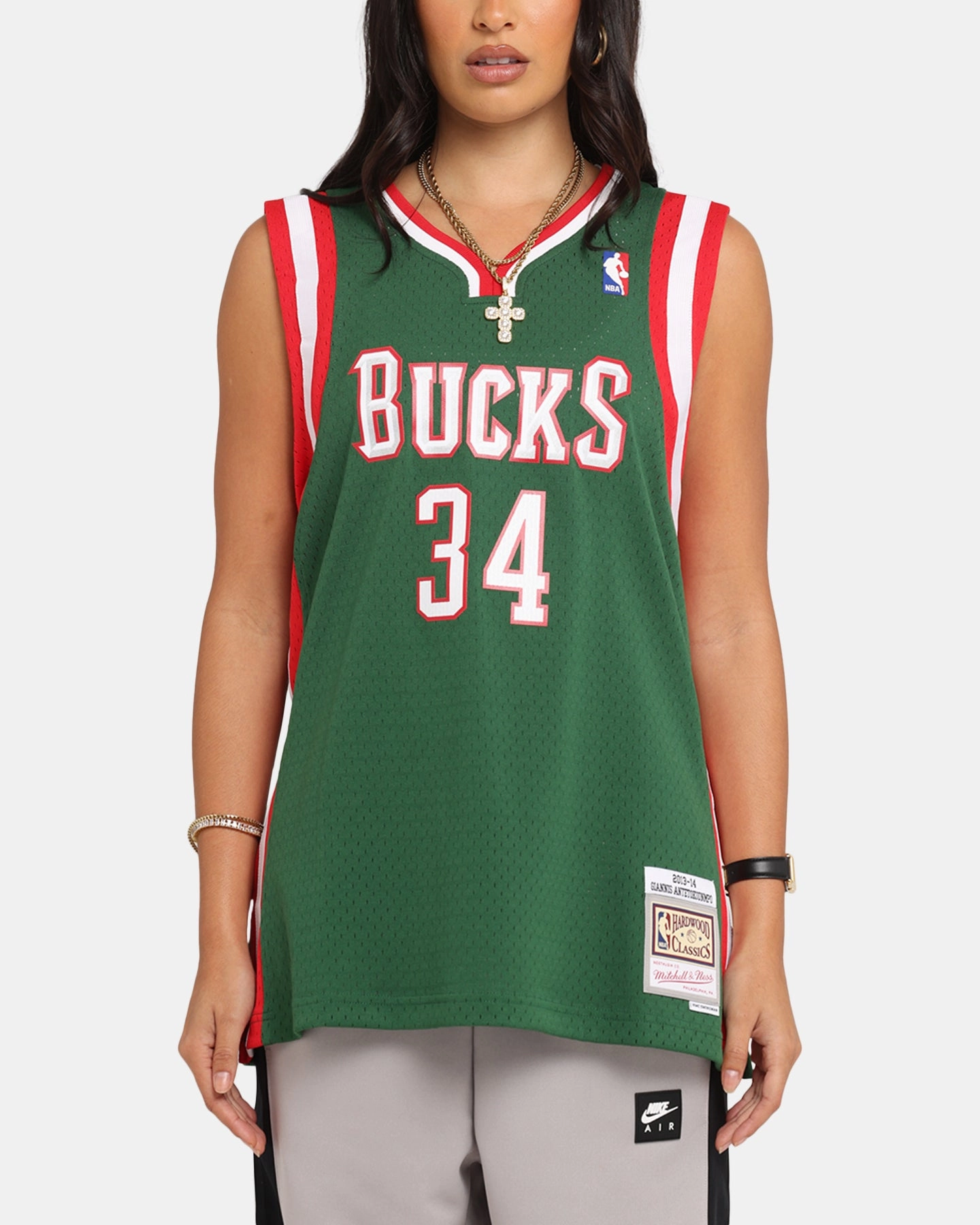 Anti Fade Technology Mitchell & Ness Milwaukee Bucks Giannis Antetokounmpo Swing Jersey Dark Green
