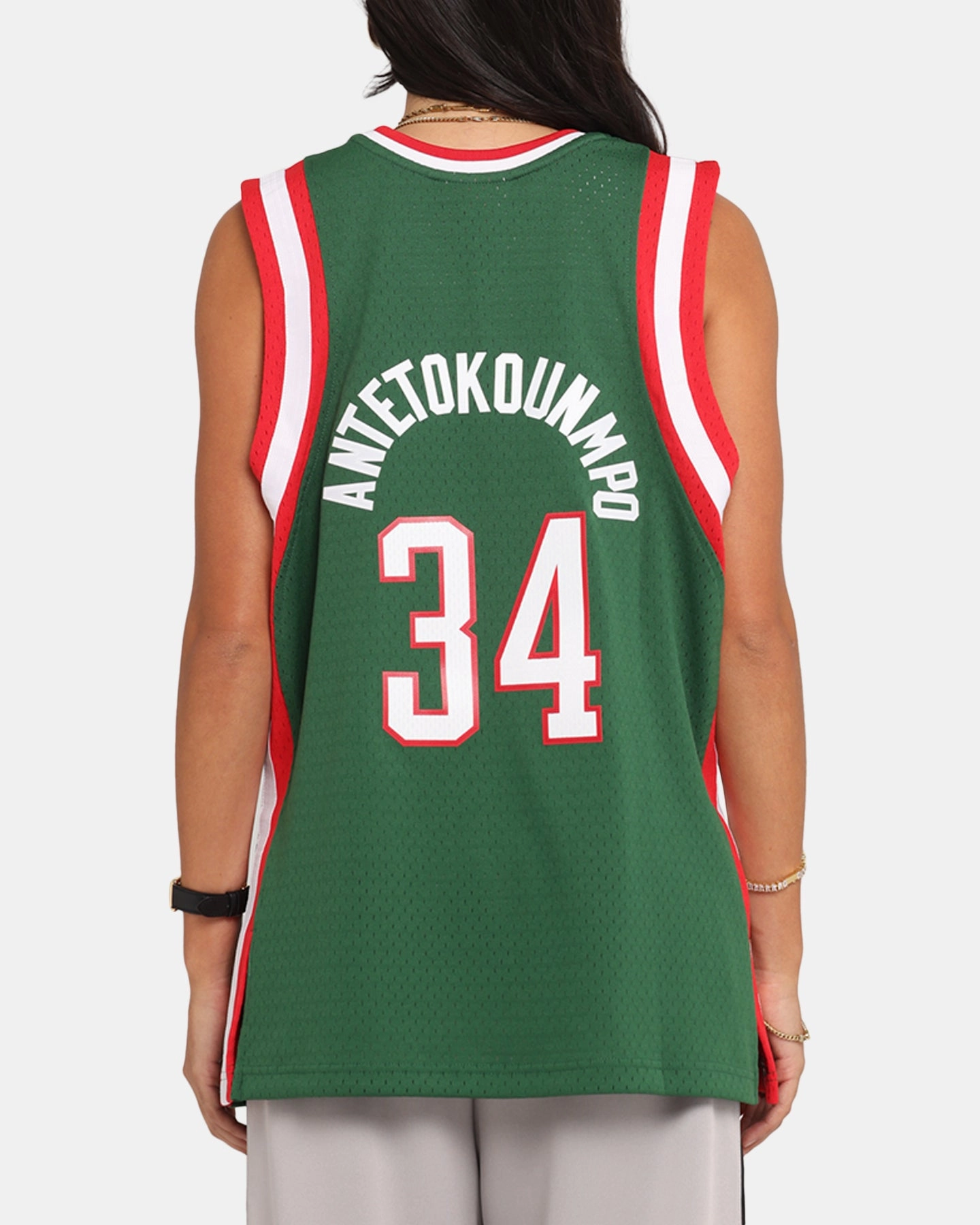 Mitchell & Ness Milwaukee Bucks Giannis Antetokounmpo Swing Jersey Dark Green V-neck Shirt