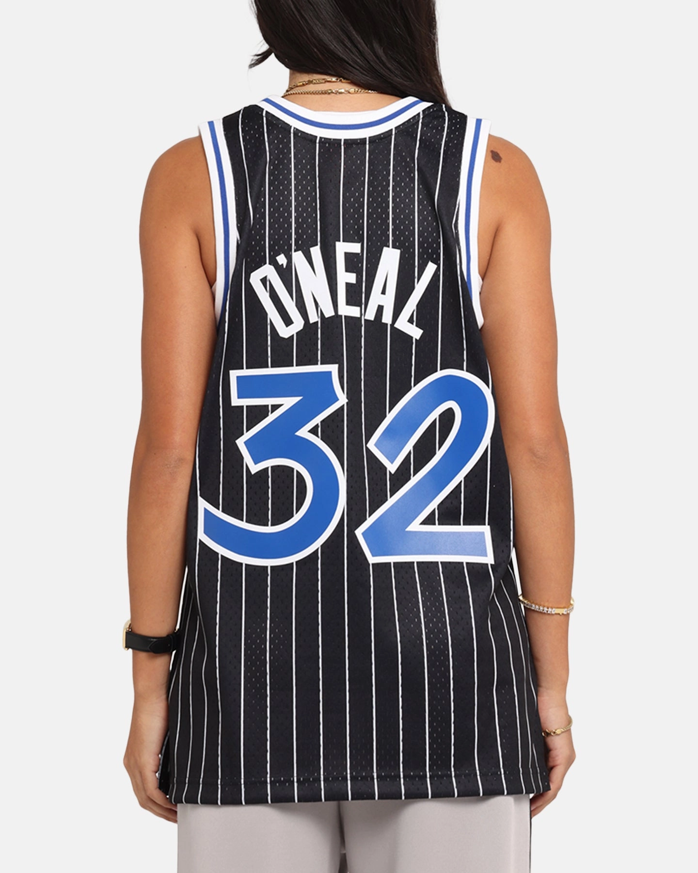 Mitchell & Ness Orlando Magic Shaquille O'Neal '94-'95 #32 Alternate Swingman Jersey Black/White Airflow Mesh Insert Sport Top