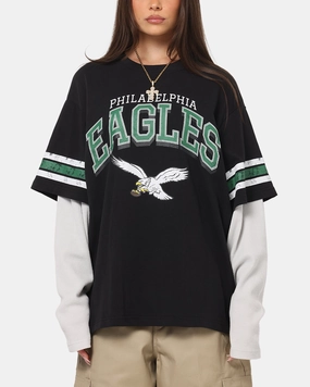 AbrasionResistant Edging Mitchell & Ness Philadelphia Eagles Waffle Mock Layer Long Sleeve T-Shirt Black