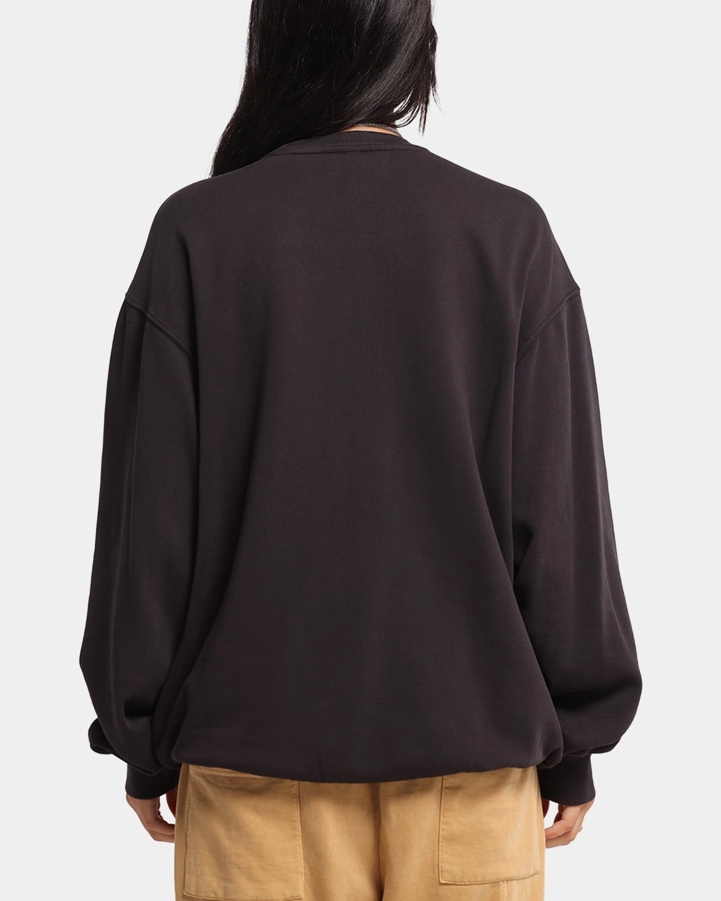 Stretch Knit Fabric StainRepellentCoating Mitchell & Ness Women's Los Angeles Lakers Arch Logo Crewneck Overdyed Black