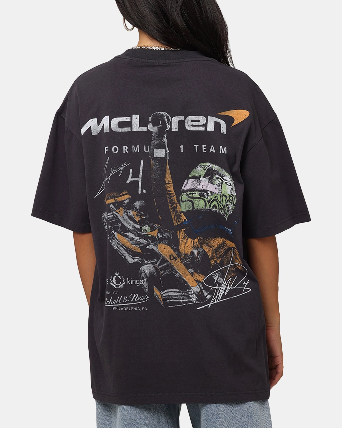 Fitted Design Soft Texture Mitchell & Ness X Mclaren Lando Norris Victory T-Shirt Faded Black