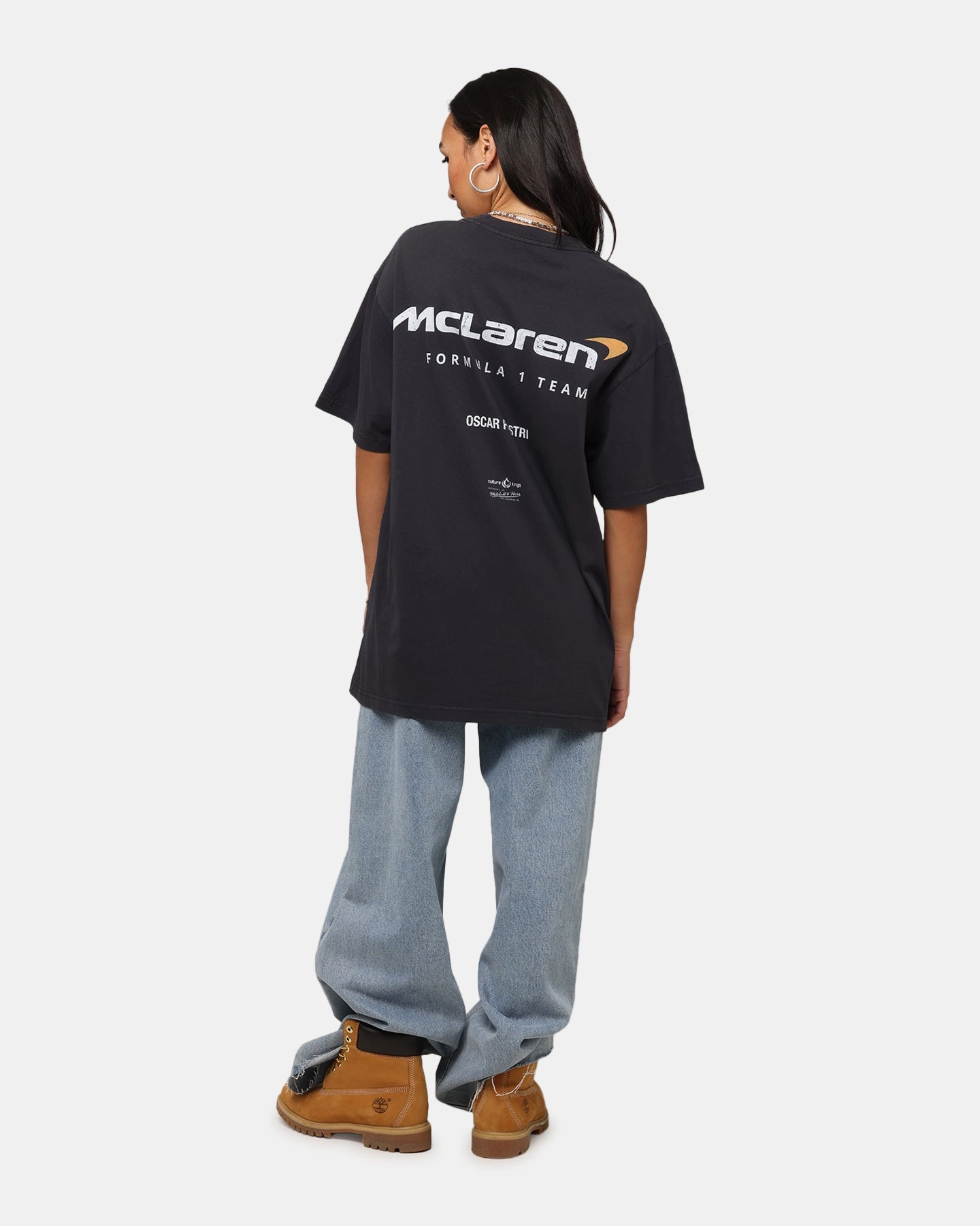 Mitchell & Ness X Mclaren Oscar Piastri Helmet T-Shirt Faded Black Winter Fashion