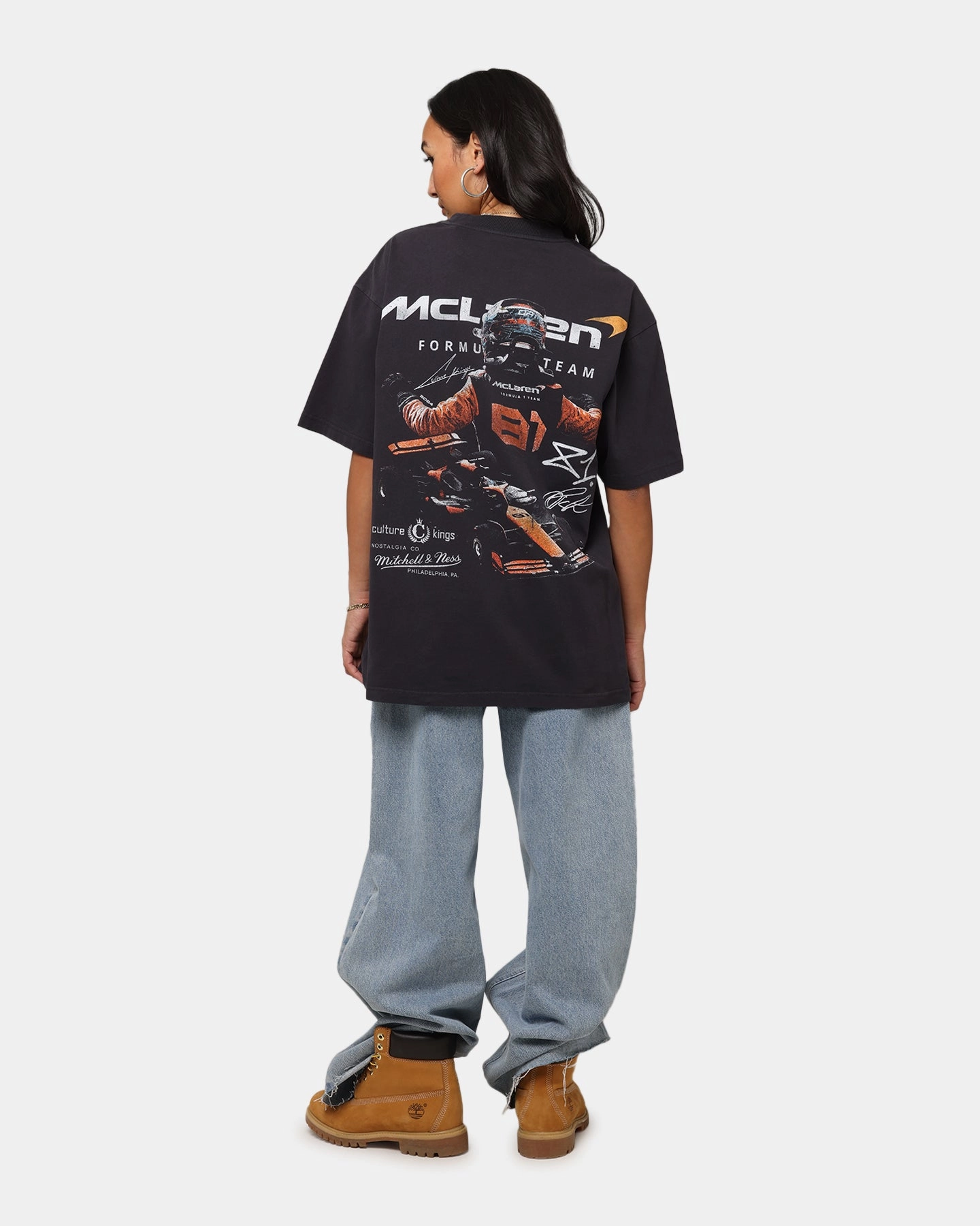 Mitchell & Ness X Mclaren Oscar Piastri Victory T-Shirt Faded Black Comfortable fit FrenchTerry