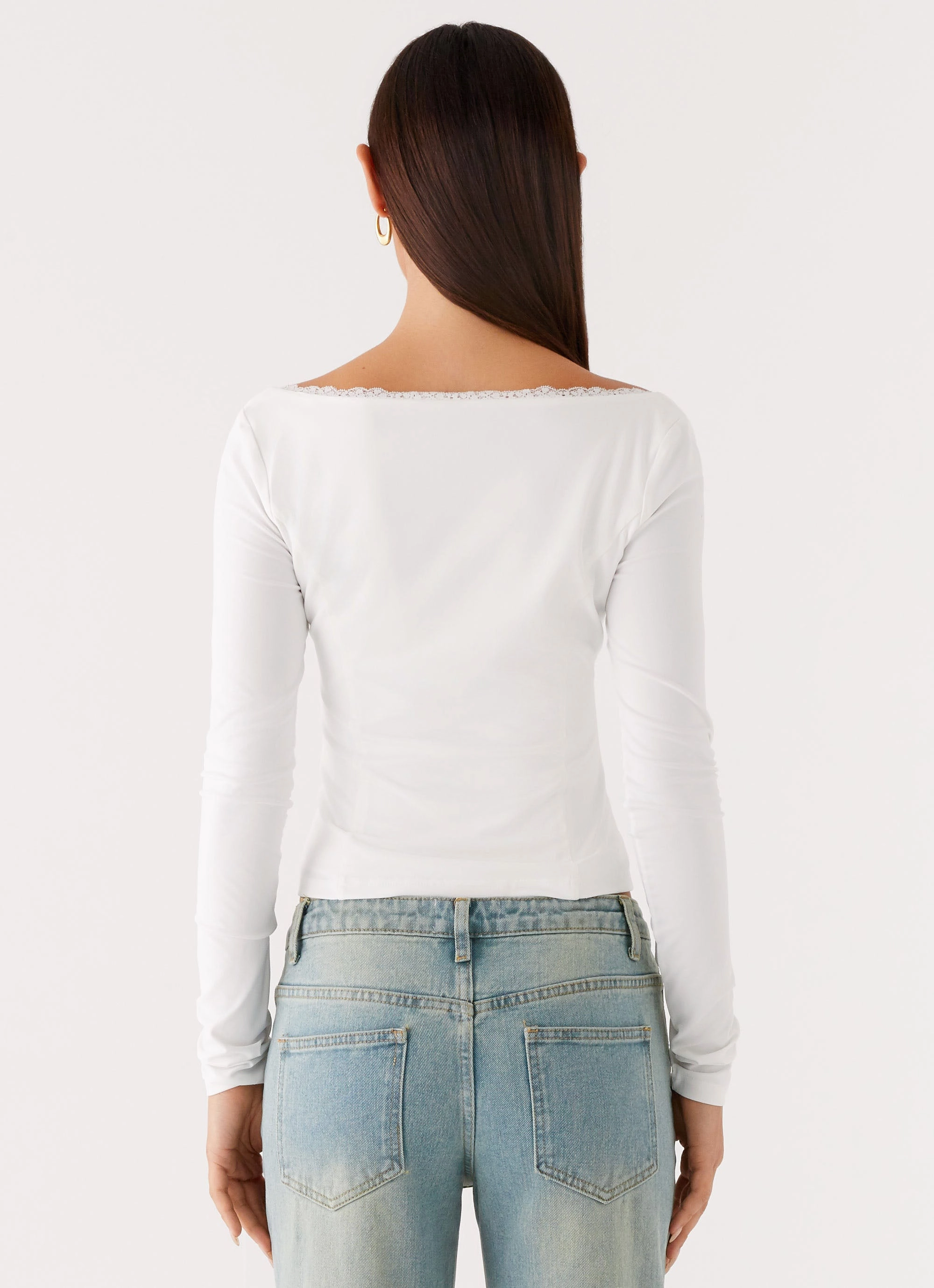 Moda Long Sleeve Top - White TwoToneEffect BondedShoulder