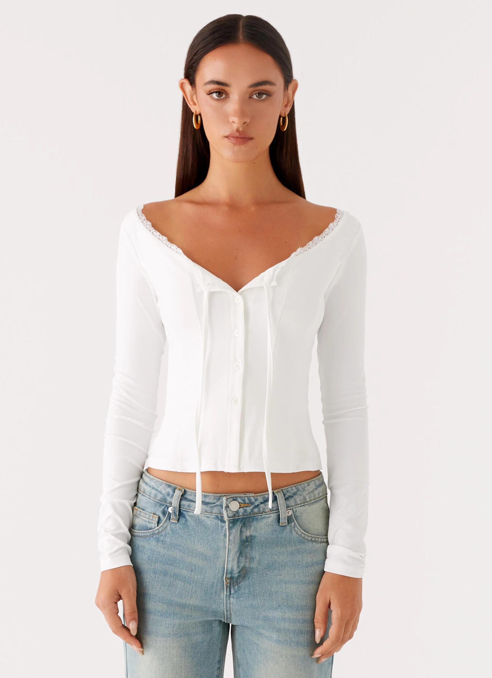 SlipResistant Moda Long Sleeve Top - White