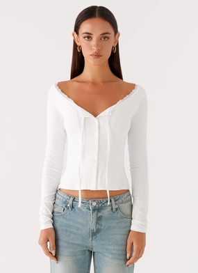 SlipResistant Moda Long Sleeve Top - White