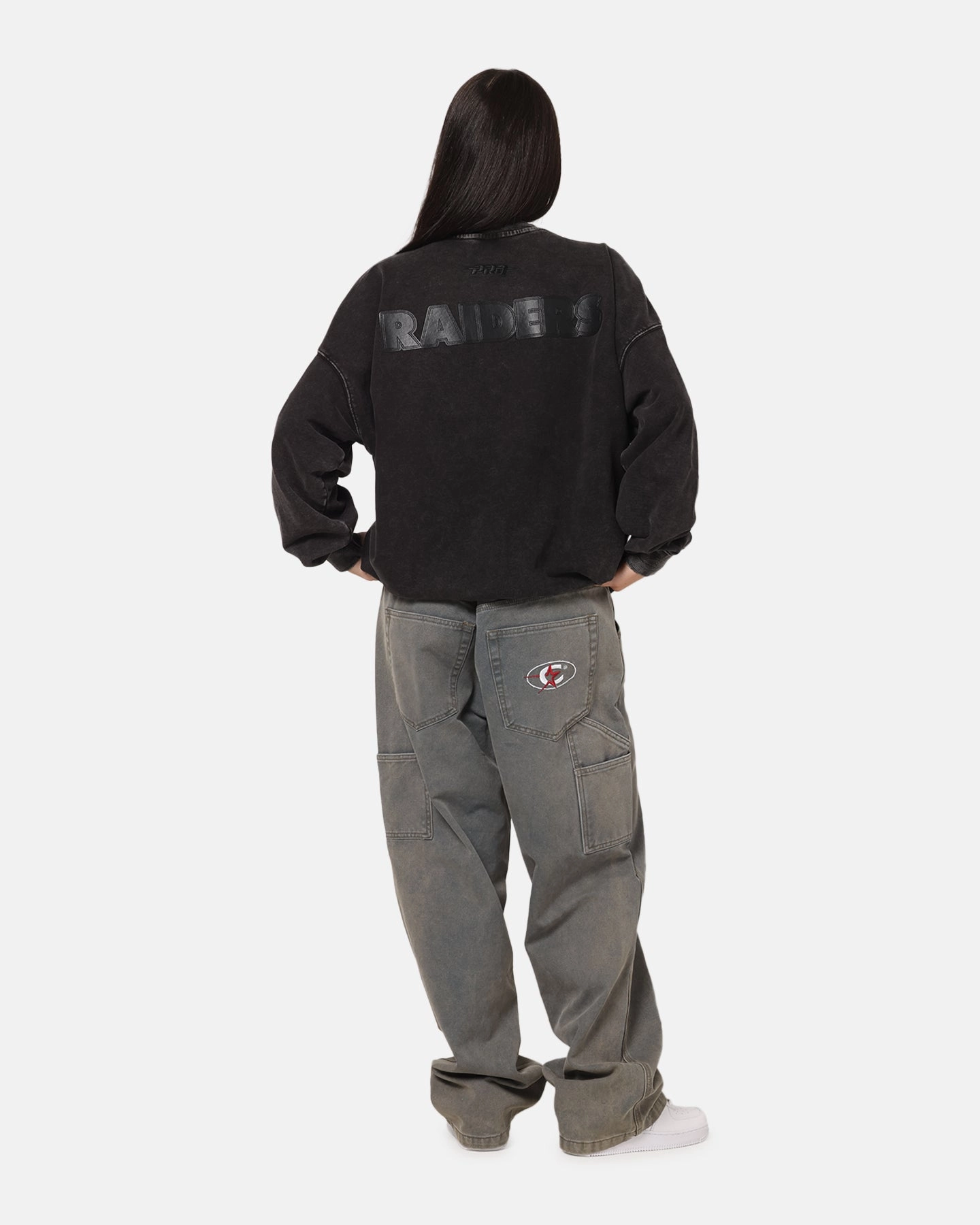 Quick Dry Material Moisture Management Fabric Pro Standard Las Vegas Raiders 'Wash Vanguard' Fleece Crewneck Washed Black