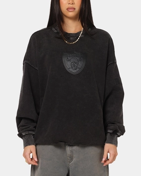 Pro Standard Las Vegas Raiders 'Wash Vanguard' Fleece Crewneck Washed Black Relaxed Crew Neck Opening