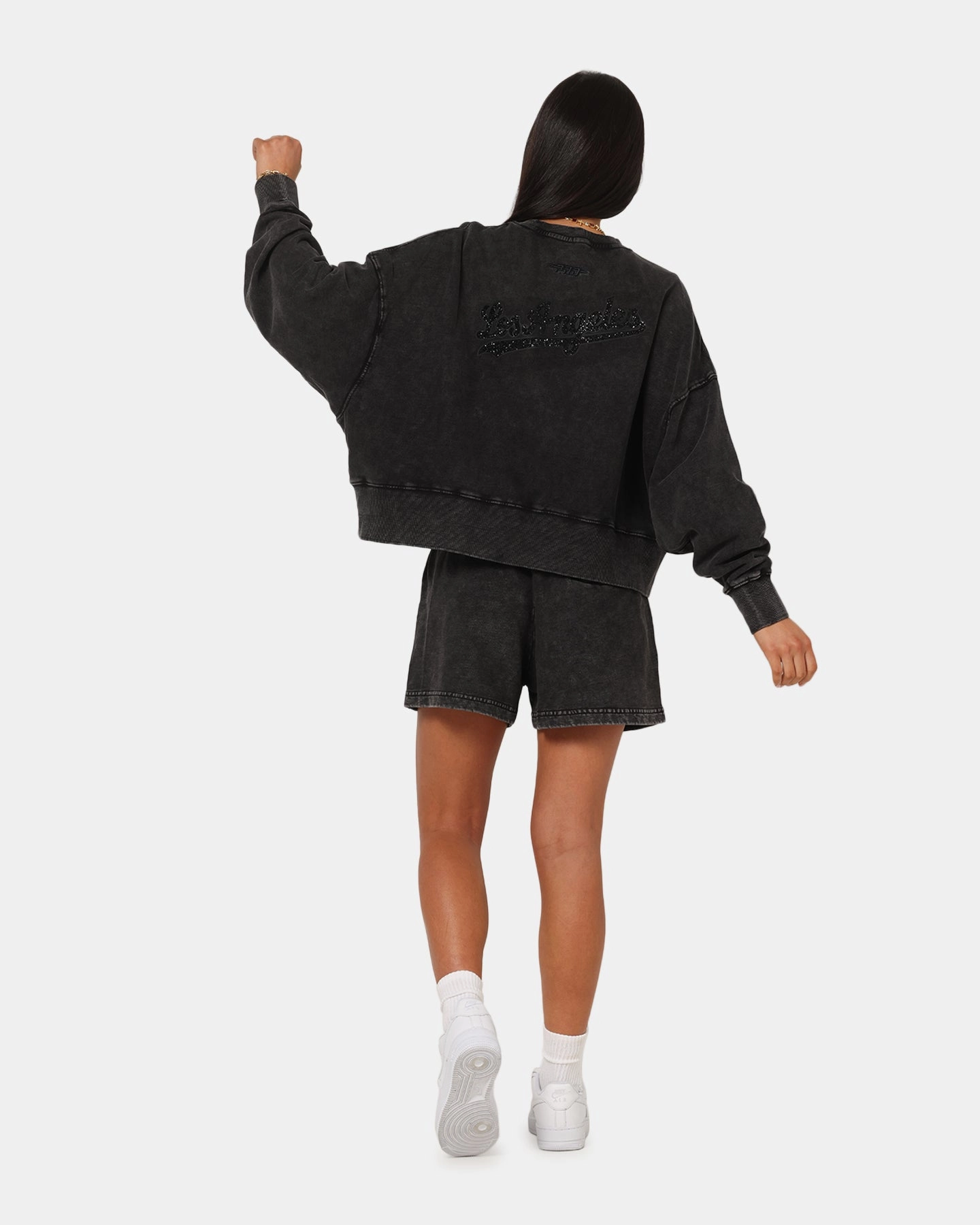 FadeResistant Compact TravelFriendly Design Pro Standard Women's Los Angeles Dodgers Washed Crystaline Crewneck Washed Black